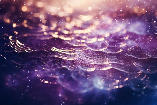 Aquarius zodiac sign, aquarium astrological design, astrology horoscope symbol of aquariums background with cosmic water waves in a purple and golden mystic constellation