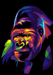 Colorful Gorilla Illustration in WPAP pop art style	