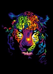 Colorful Tiger Illustration in WPAP pop art style	