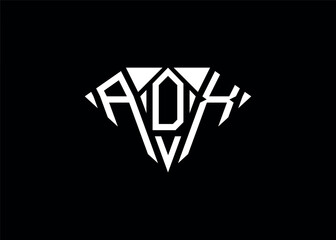 Modern letter A D X diamond shape logo And initial monogram A D X letter logo vector template