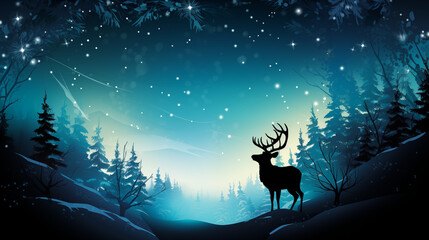 Obraz na płótnie Canvas Enchanted Winter: Reindeer Under the Northern Lights