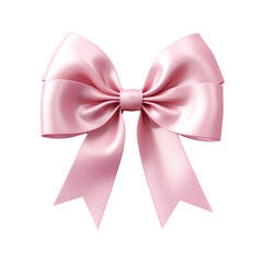 Light pink bow ribbon, girl birthday gift decoration concept. Transparent background. 