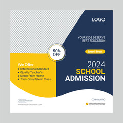 Social media ad promotion vector banner for back-to-school admission.

EPS10
RGB Color Mode
300DPI
