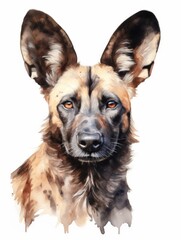 Watercolor portrait of a German shepherd. Isolated on white background. Generative AI