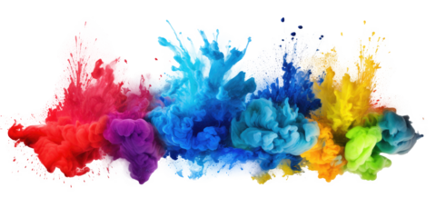 A colorful smoke explosion isolated on white background.