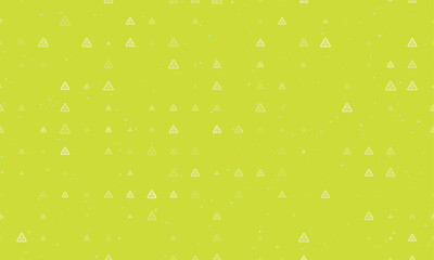 Seamless background pattern of evenly spaced white roundabout signs of different sizes and opacity. Vector illustration on lime background with stars