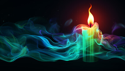  Image of fire burning in the dark,Generated by AI