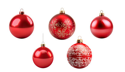 Vibrant Red Christmas Ornament Ball Isolated on transparent Background