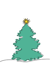 Isolated vector illustration of Christmas tree in minimalist style