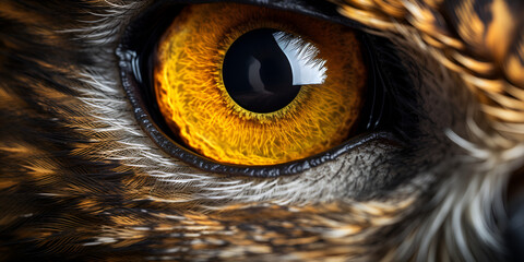 Close up shot of owl Close up of an eagle's eye. 3D Rendering. Eagle Eye. A Close Look at the Vision of the King of BirdsAI Generative . 
