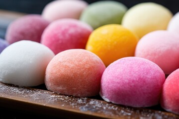 Colorful mochi on a plate