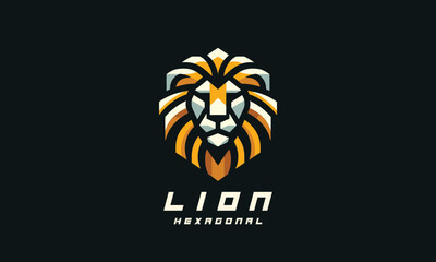 Flat minimal lion geometric logo design 