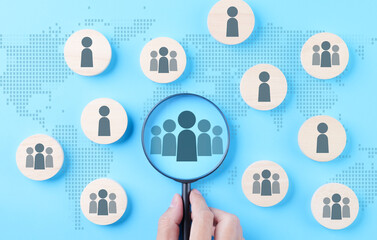 HR, Human Resources Management technology concept. HR professional select career recruit on...