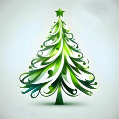 Logo illustration of a green Christmas tree on a white background. Xmas tree as a symbol of Christmas of the birth of the Savior.