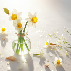 Daffodils in a glass vase 