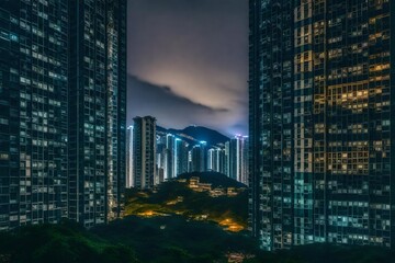 china, hong kong, kowloon apartment buildings .