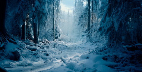 Bosque invernal - Arboles nevados paisaje invernal - obrazy, fototapety, plakaty