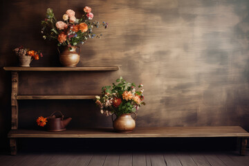 Empty wood background with vase for product display Ai generated