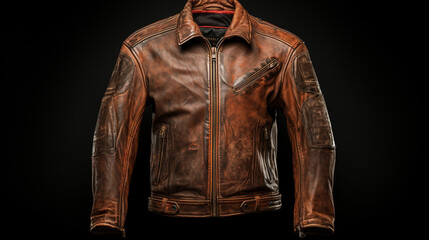 Worn-out leather jacket, Dan Winters style, high texture, vintage patina, detailed stitching, inner-lining contrast, minute texture capture
