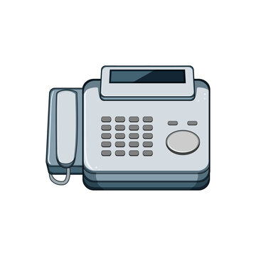 symbol fax machine cartoon. print web, document paper, telephone business symbol fax machine sign. isolated symbol vector illustration