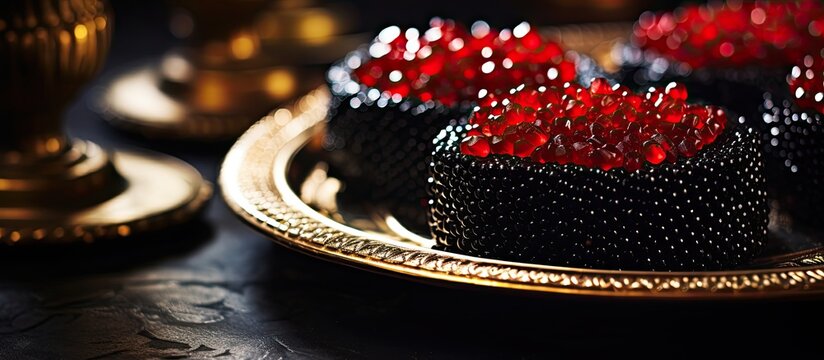 Caviar in black and red, served to guests and friends.