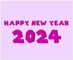 Happy New Year 2024 Abstract Purple Graphic Design Vector Logo Symbol Illustration With Gray Background