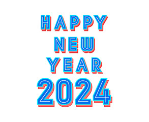 Happy New Year 2024 Abstract Blue And Pink Graphic Design Vector Logo Symbol Illustration