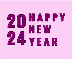 Fototapeta premium Happy New Year 2024 Abstract Purple Graphic Design Vector Logo Symbol Illustration