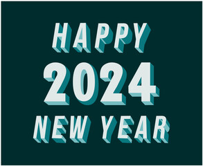 Fototapeta na wymiar Happy New Year 2024 Abstract Graphic Design Vector Logo Symbol Illustration