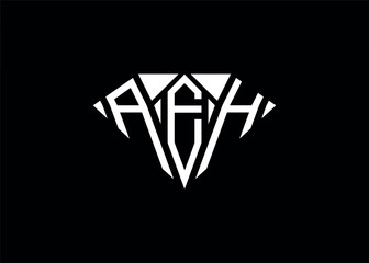 Modern letter A E H diamond shape logo And initial monogram A E H letter logo vector template.