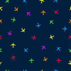 Seamless Pattern of colorful airplanes vector illustration