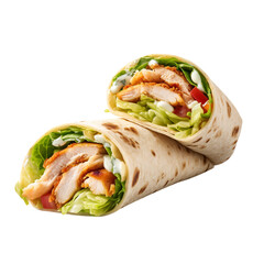 Fresh and delicious wrapped in a tortilla isolated on transparent background