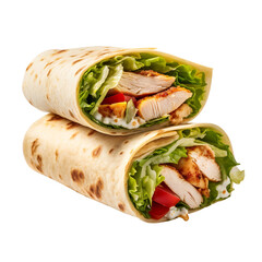 Fresh and delicious wrapped in a tortilla isolated on transparent background