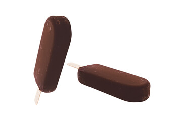 classic chocolate icecream on stick, isolated