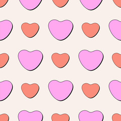 Abstract geometric background with pink hearts. - 694088739