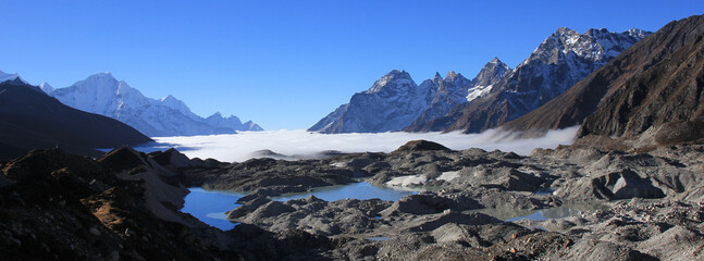 Lower part of the Ngozumpa Glacier seen from Dragnang, Nepal.