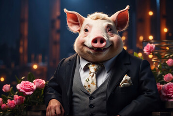 A pig in a suit.