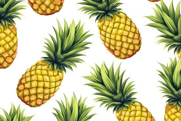 Flying ripe pineapple on white background. Food levitation - obrazy, fototapety, plakaty