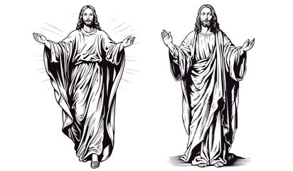 Jesus Christ Savior Messiah Son of God. Vector illustration Silhouette laser cutting - obrazy, fototapety, plakaty