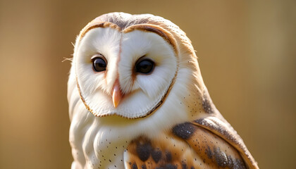 Common barn owl (Tyto albahead). Close up.