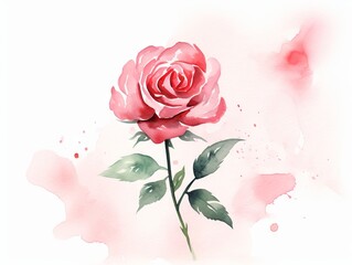 Minimalistic Superb Watercolor Illustration of a Rose Flower Stencil Design AI Generated