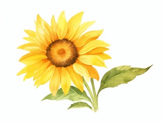 Minimalistic Superb Watercolor Illustration of a Sunflower AI Generated