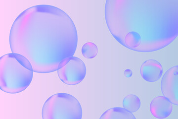 Abstract modern realistic gradient bubbles for wallpaper design. 3D gradient background. Drawing style. Trendy vector style.
