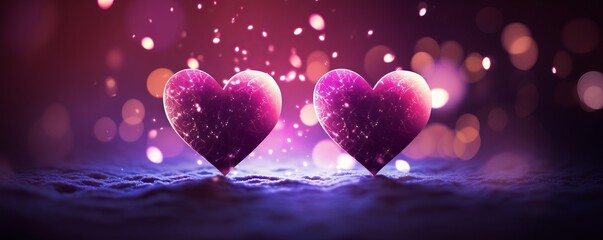 romantic hearts dance on vibrant purple canvas, Generative AI - obrazy, fototapety, plakaty
