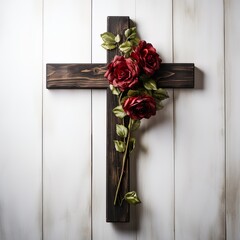 Ein schöner Hintergrund für eine Trauerkarte mit Kreuz und Rosen
