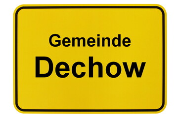 Illustration eines Ortsschildes der Gemeinde Dechow in Mecklenburg-Vorpommern