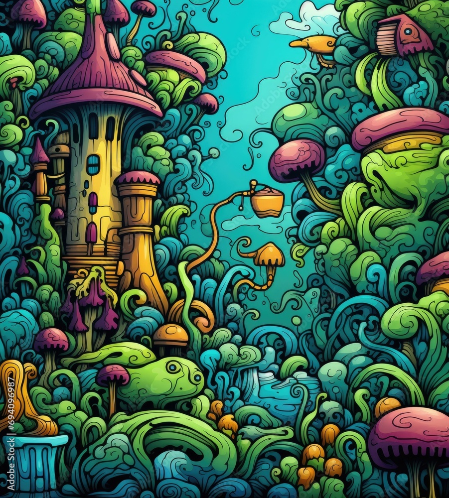 Canvas Prints Cartoon style illustration of a fantasy castle. Generative AI.