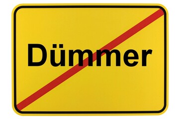 Illustration eines Ortsschildes der Gemeinde Dümmer in Mecklenburg-Vorpommern