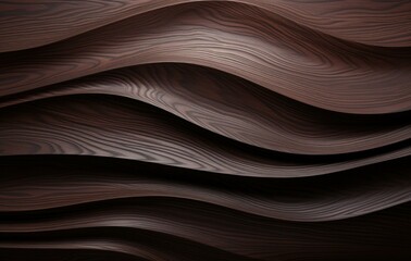 A luxurious dark wood backdrop with elegant wavy lines. Generative AI.