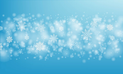 Snowfall With Snowflake And Blue background
